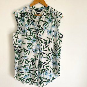 Brody Myles Women Green Leave Print Sleeveless Stretch Pullover Tunic Top Size L